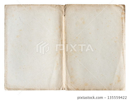 vintage old open paper file folder with stains, rust and torn edges isolated on white vintage old open paper file folder with stains, rust and torn edges isolated on white 135559422