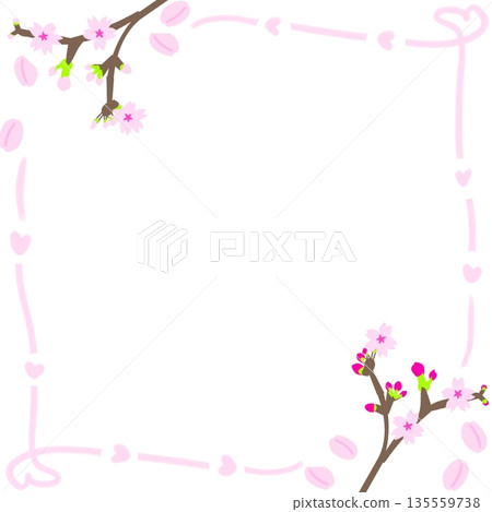 櫻花相框(簡單的方形櫻花枝花瓣相框) 櫻花相框(簡單的方形櫻花枝花瓣相框) 135559738