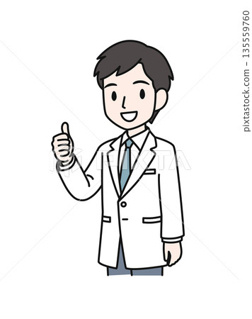 Illustration material of a male medical professional in a white coat making a good pose 135559760