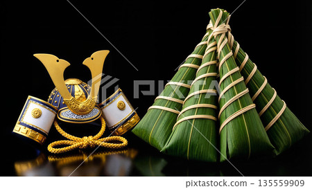 Boys' Day, Kabuto and Chimaki, Children's Day, May 5th, Japanese traditional event, Japanese-style background material, growth celebration 135559909