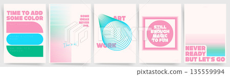 Pastel abstract typography poster templates with geometric shapes, gradient stripes, wireframe spiral, minimal modern Swiss Y2K design. Retro Wave Poster Set. Pastel abstract typography poster templates with geometric shapes, gradient stripes, wireframe spiral, minimal modern Swiss Y2K design. Retro Wave Poster Set. 135559994