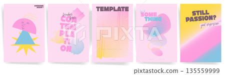 Pastel abstract typography poster templates with gradient lines, geometric shapes, wireframe spiral and minimal Y2K Swiss design set Pastel abstract typography poster templates with gradient lines, geometric shapes, wireframe spiral and minimal Y2K Swiss design set 135559999