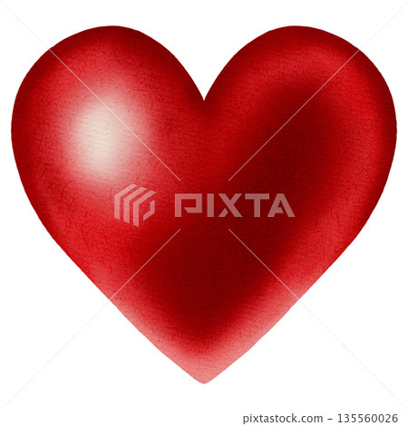 Vibrant hand-drawn watercolor red heart. Classic icon for love, passion, romance, and emotion. Ideal for romantic designs, Valentine's Day, and wedding invitations, packaging, textiles, postcards Vibrant hand-drawn watercolor red heart. Classic icon for love, passion, romance, and emotion. Ideal for romantic designs, Valentine's Day, and wedding invitations, packaging, textiles, postcards 135560026