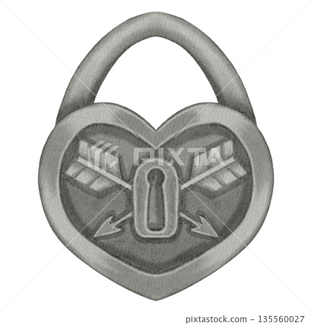 Watercolor illustration heart-shaped padlock decorated with crossed arrows. Ideal for romantic designs, Valentine's Day, and wedding invitations, packaging, textiles, postcards Watercolor illustration heart-shaped padlock decorated with crossed arrows. Ideal for romantic designs, Valentine's Day, and wedding invitations, packaging, textiles, postcards 135560027