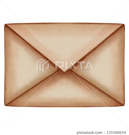 Hand-drawn watercolor illustration of a paper envelope. Perfect for mail, love letters, wedding invitations, and romantic stationery designs. Vintage craft envelope Hand-drawn watercolor illustration of a paper envelope. Perfect for mail, love letters, wedding invitations, and romantic stationery designs. Vintage craft envelope 135560034