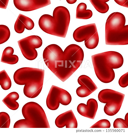 Simple and sweet watercolor seamless pattern with vibrant red hearts. Perfect for Valentine's Day crafts, digital paper, festive decor, prints, packaging, textiles, postcards. Simple and sweet watercolor seamless pattern with vibrant red hearts. Perfect for Valentine's Day crafts, digital paper, festive decor, prints, packaging, textiles, postcards. 135560071