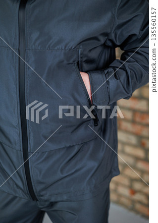 Men's casual jacket with pockets for men. Men's windbreaker jacket 135560157