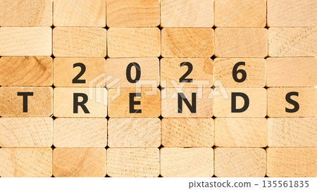 2026 Trends new year symbol. Concept words 2026 Trends on beautiful wooden blocks wall. Beautiful wooden blocks wall background. Business and 2026 Trends new year concept. Copy space. 2026 Trends new year symbol. Concept words 2026 Trends on beautiful wooden blocks wall. Beautiful wooden blocks wall background. Business and 2026 Trends new year concept. Copy space. 135561835