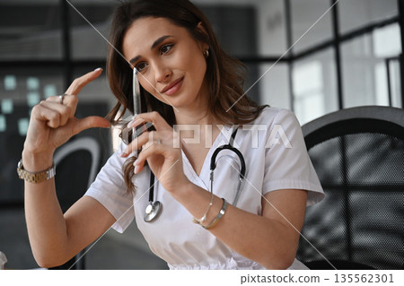 The object, copy space. Woman doctor is in the office The object, copy space. Woman doctor is in the office 135562301