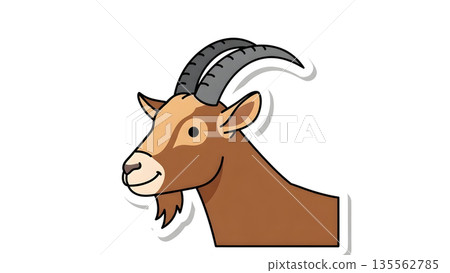 Brown Goat Head Profile Farm Animal Sticker 135562785