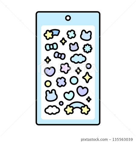 Cute sticker set illustration Blue Cute sticker set illustration Blue 135563039