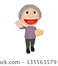 Setsubun illustration material: Bean-throwing grandmother character (1_2) 135563579