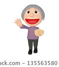 Setsubun illustration material: Bean-throwing grandmother character (1_3) 135563580