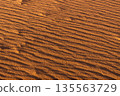 Sand dunes in desert at sunset showing patterns and textures of golden sand 135563729