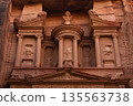 Exploring the ancient architecture of Petra at sunset in Jordan 135563738