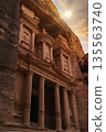 Historic site in Petra reveals ancient architecture at sunset in Jordan 135563740