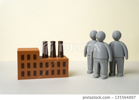 Beneficiaries and shareholders of industrial assets. Labor force for industry. Ownership and workforce balance concept, capital interests and human resources. Industrial development Beneficiaries and shareholders of industrial assets. Labor force for industry. Ownership and workforce balance concept, capital interests and human resources. Industrial development 135564897