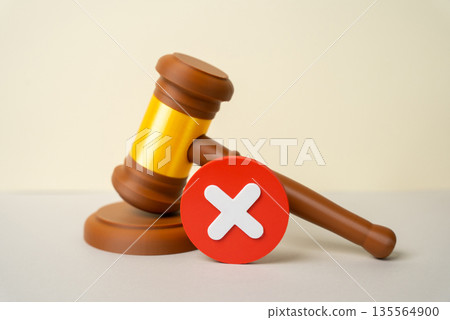 A negative court verdict. A bad outcome of the trial. Injustice concept, legal defeat. Mistrust in the judicial system, unequal and unsuccessful defense of rights 135564900