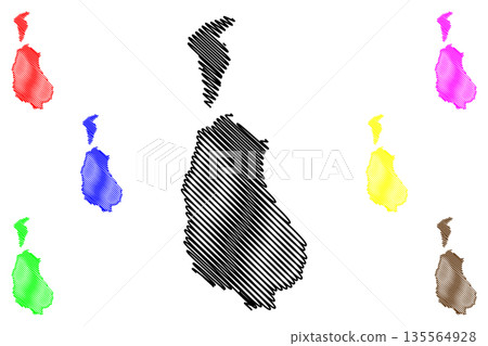 Herens District (Switzerland, Swiss Confederation, Canton of Valais or Wallis) map vector illustration, scribble sketch Bezirk Herens and d'Herens map 135564928
