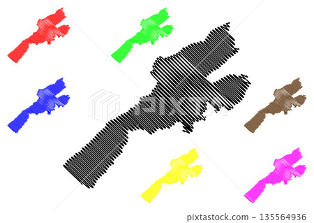 Jura-Nord vaudois District (Switzerland, Swiss Confederation, Canton of Vaud, Waadt or Vod) map vector illustration, scribble sketch Bezirk Jura Nord vaudois map 135564936