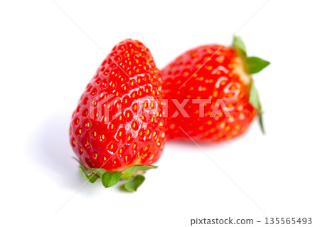 Ripe strawberries isolated on a white background, fruit Ripe strawberries isolated on a white background, fruit 135565493