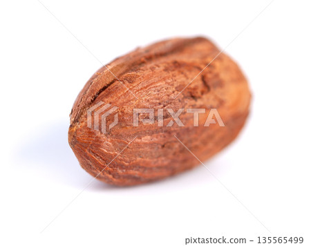 Hazelnut kernels on a white background, healthy food. Macro 135565499