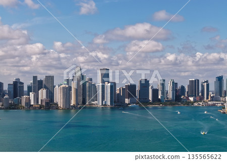 Miami city skyline, Biscayne bay. Cityscape of Biscayne bay. Skyscraper cityscape of metropolitan city of Miami, Florida. Skyscraper architecture. Miami cityscape with skyscraper architecture Miami city skyline, Biscayne bay. Cityscape of Biscayne bay. Skyscraper cityscape of metropolitan city of Miami, Florida. Skyscraper architecture. Miami cityscape with skyscraper architecture 135565622