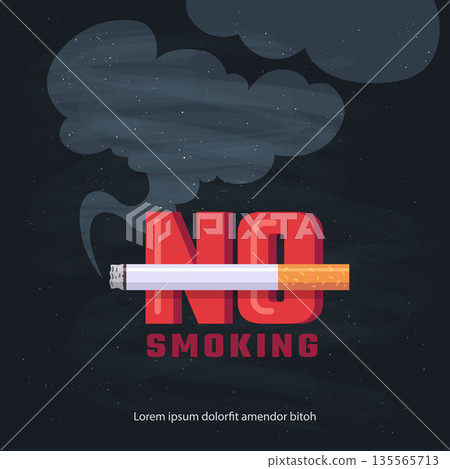 No smoking poster. social anti tobacco poster. vector placard 135565713