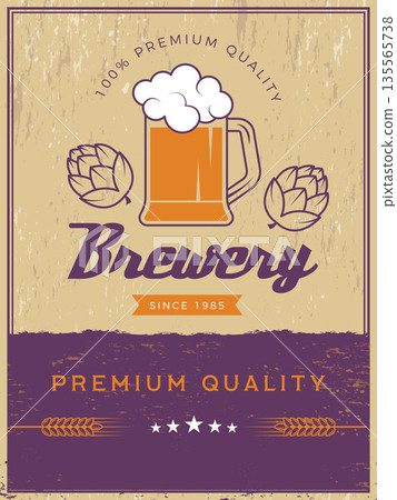 Brewery poster. retro placard of beer alcoholic drink. vector template 135565738