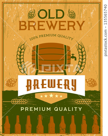 Brewery poster. placard for beer production. template with place for text 135565740