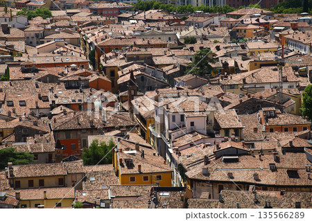 Travel photography of Verona with churches, towers and river 135566289