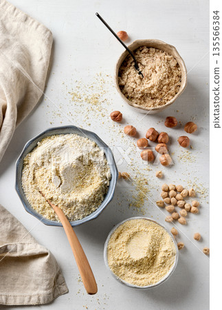 healthy plant based protein powder for vegan meal 135566384