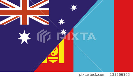 Flags of Australia and Mongolia. Two Flag Together Australian and Mongolian Flags of Australia and Mongolia. Two Flag Together Australian and Mongolian 135566563