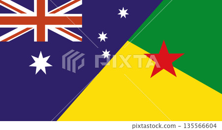 Flag of Australia and French Guiana. Two Flag Together. Diplomatic relations 135566604