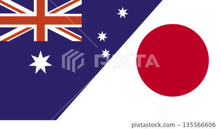 Flag of Australia and Japan. Two Flag Together. Diplomatic relations 135566606