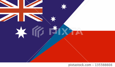 Flag of Australia and Czechia. Two Flag Together. Diplomatic relations 135566608