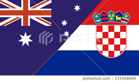 Flag of Australia and Croatia. Two Flag Together. Diplomatic relations 135566609