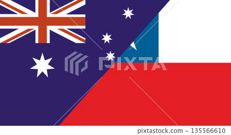 Flag of Australia and Chile. Two Flag Together. Diplomatic relations Flag of Australia and Chile. Two Flag Together. Diplomatic relations 135566610