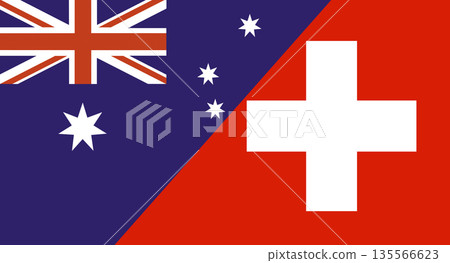 Flag of Australia and Switzerland. Two Flag Together. Diplomatic relations Flag of Australia and Switzerland. Two Flag Together. Diplomatic relations 135566623