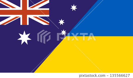 Flag of Australia and Ukraine. Two Flag Together. Diplomatic relations Flag of Australia and Ukraine. Two Flag Together. Diplomatic relations 135566627