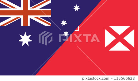 Flag of Australia and Wallis and Futuna. Two Flag Together. Diplomatic relations Flag of Australia and Wallis and Futuna. Two Flag Together. Diplomatic relations 135566628