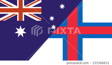 Flag of Australia and Faroe Islands. Two Flag Together. Diplomatic relations Flag of Australia and Faroe Islands. Two Flag Together. Diplomatic relations 135566631