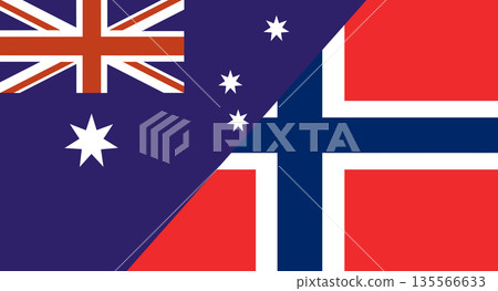 Flag of Australia and Svalbard. Two Flag Together. Diplomatic relations Flag of Australia and Svalbard. Two Flag Together. Diplomatic relations 135566633