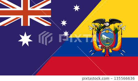 Flag of Australia and Ecuador. Two Flag Together. Diplomatic relations Flag of Australia and Ecuador. Two Flag Together. Diplomatic relations 135566636