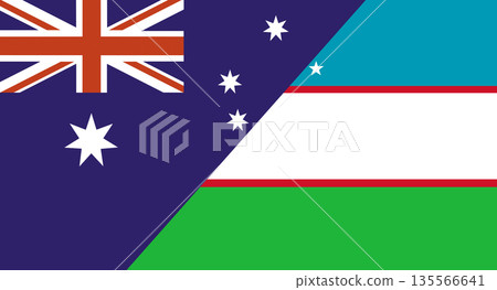 Flag of Australia and Uzbekistan. Two Flag Together. Diplomatic relations Flag of Australia and Uzbekistan. Two Flag Together. Diplomatic relations 135566641