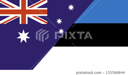 Flag of Australia and Estonia. Two Flag Together. Diplomatic relations Flag of Australia and Estonia. Two Flag Together. Diplomatic relations 135566644