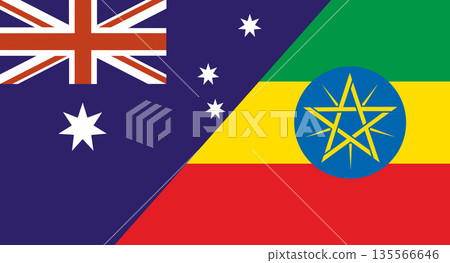 Flag of Australia and Ethiopia. Two Flag Together. Diplomatic relations 135566646