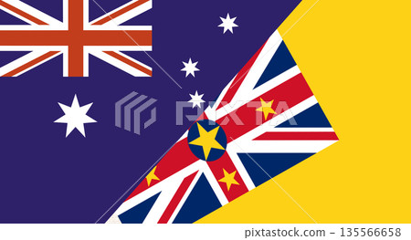 Flags of Australia and Niue. Two Flag Together Australian and Niue Flags of Australia and Niue. Two Flag Together Australian and Niue 135566658