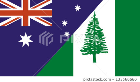Flags of Australia and Norfolk Island. Two Flag Australian and Norfolk Island 135566660