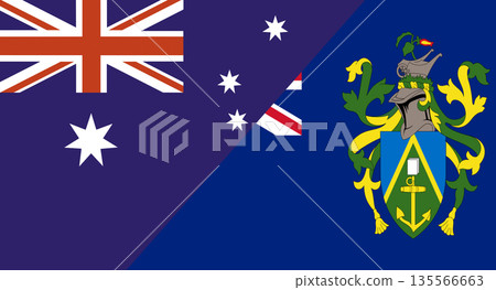 Flags of Australia and Pitcairn Islands.Two Flag Australian and Pitcairn Islands Flags of Australia and Pitcairn Islands.Two Flag Australian and Pitcairn Islands 135566663